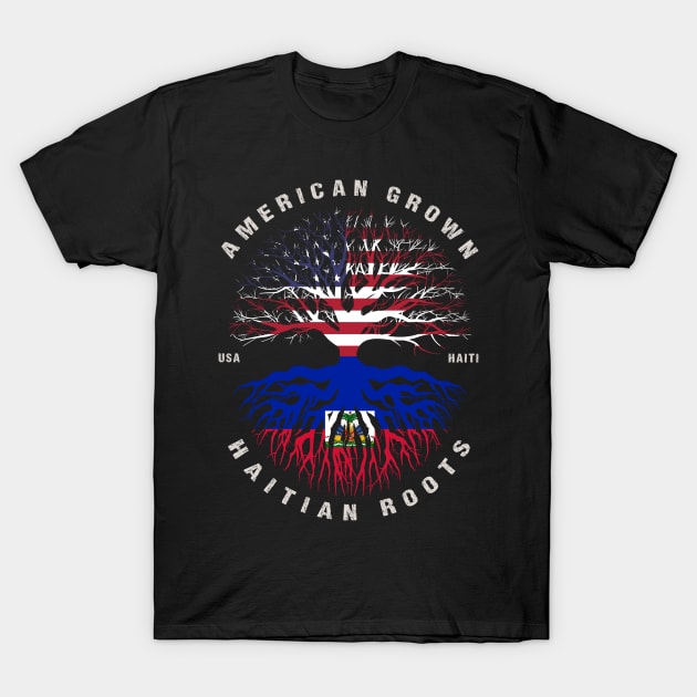 American Grown Haitian Roots Haiti Flag T-Shirt by heart teeshirt